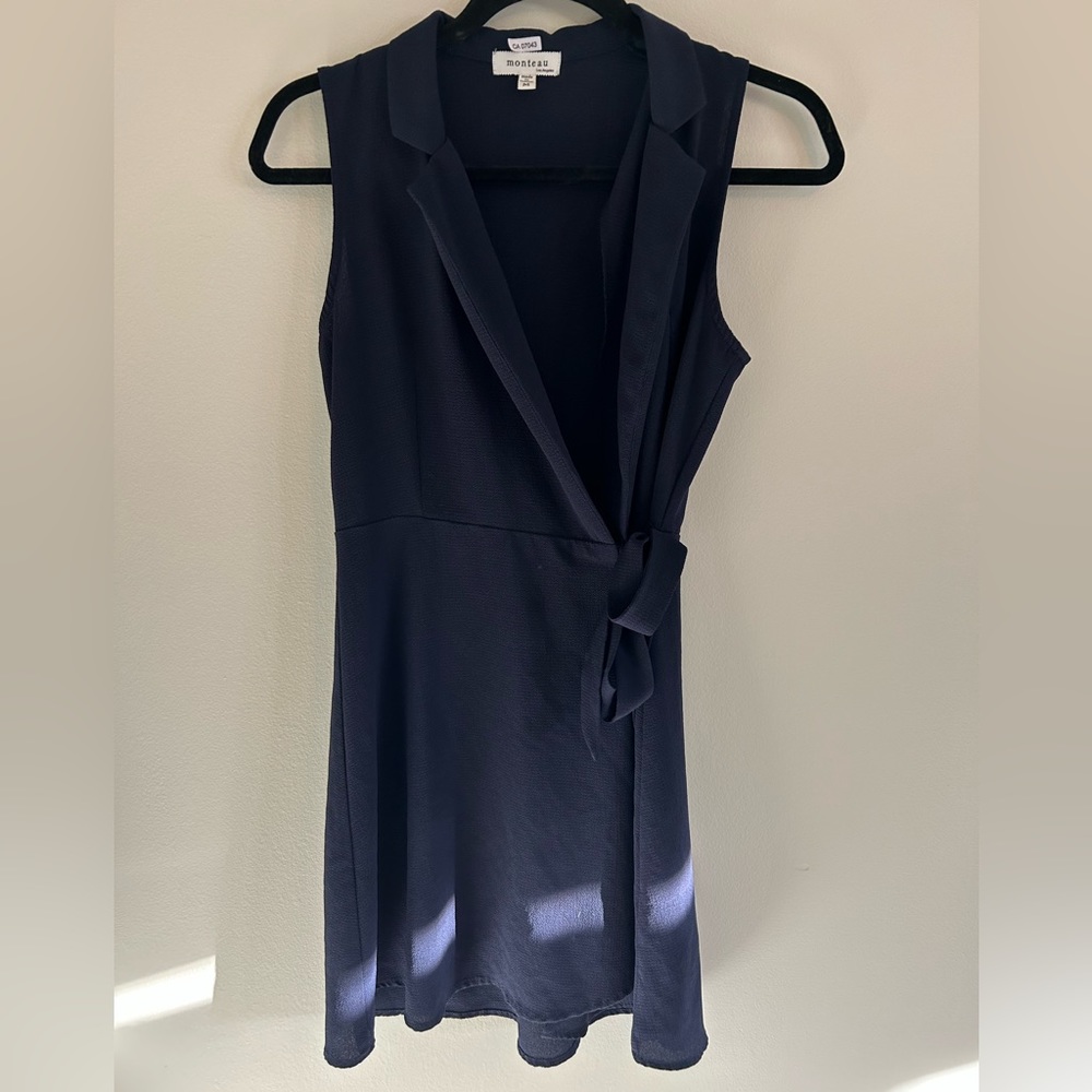 Wrap Front Mini Dress with Collar
